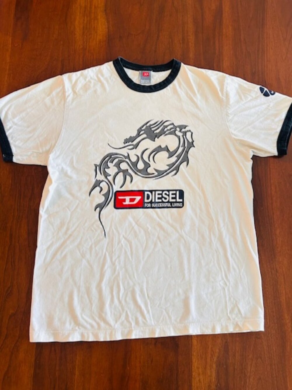 Men's Diesel T - Cream & Navy Trim, Men's Medium/Large